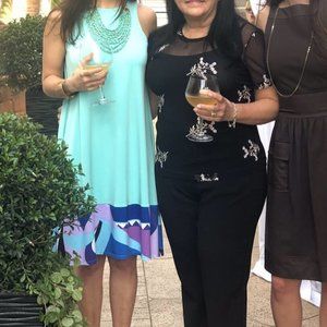 Teal Dress with funky design by Julian Chang Size S